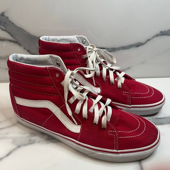 VANS Men's Classic Red Skateboard High Top Canvas Sneakers M Sz 11 Old Skool - Picture 1 of 9